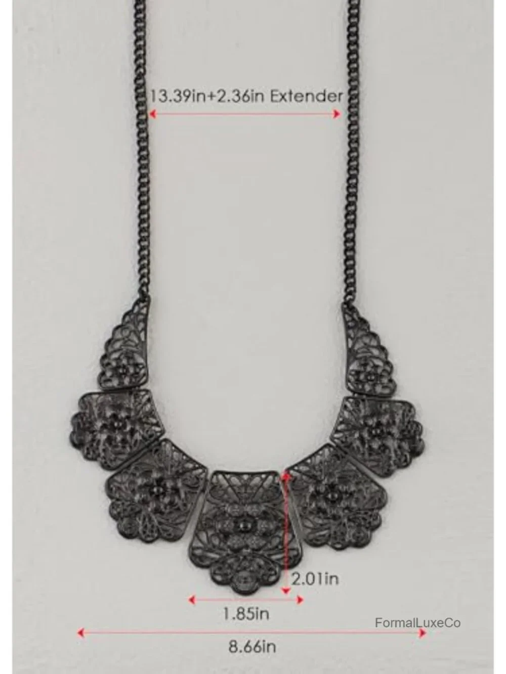 Matte Filigree Floral Cut Out Chunky Statement Bib Collar Necklace Costume